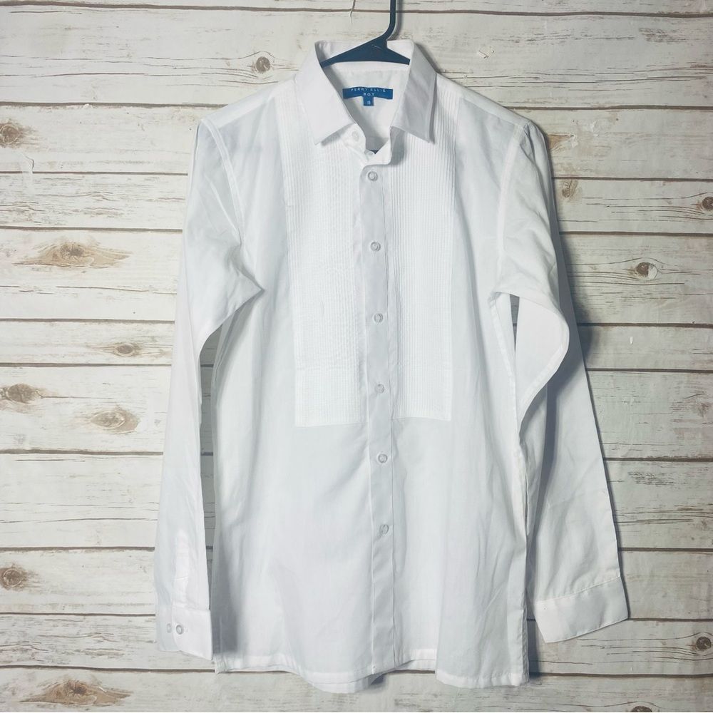 Perry Ellis Boy’s  Crisp White Dress Shirt Size 18